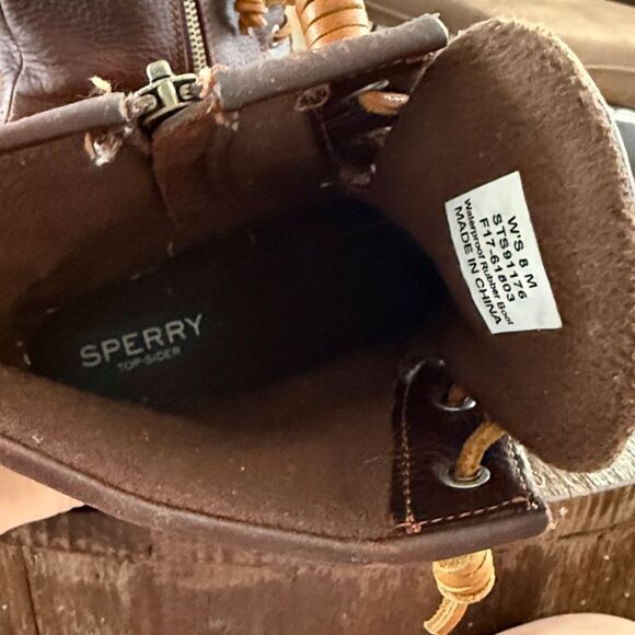 Sperry Saltwater Brown & Black ‘Tan’ Leather Duck Boot - Picture 5 of 6